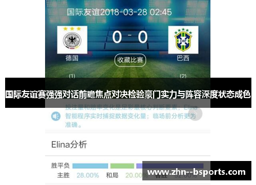 国际友谊赛强强对话前瞻焦点对决检验豪门实力与阵容深度状态成色